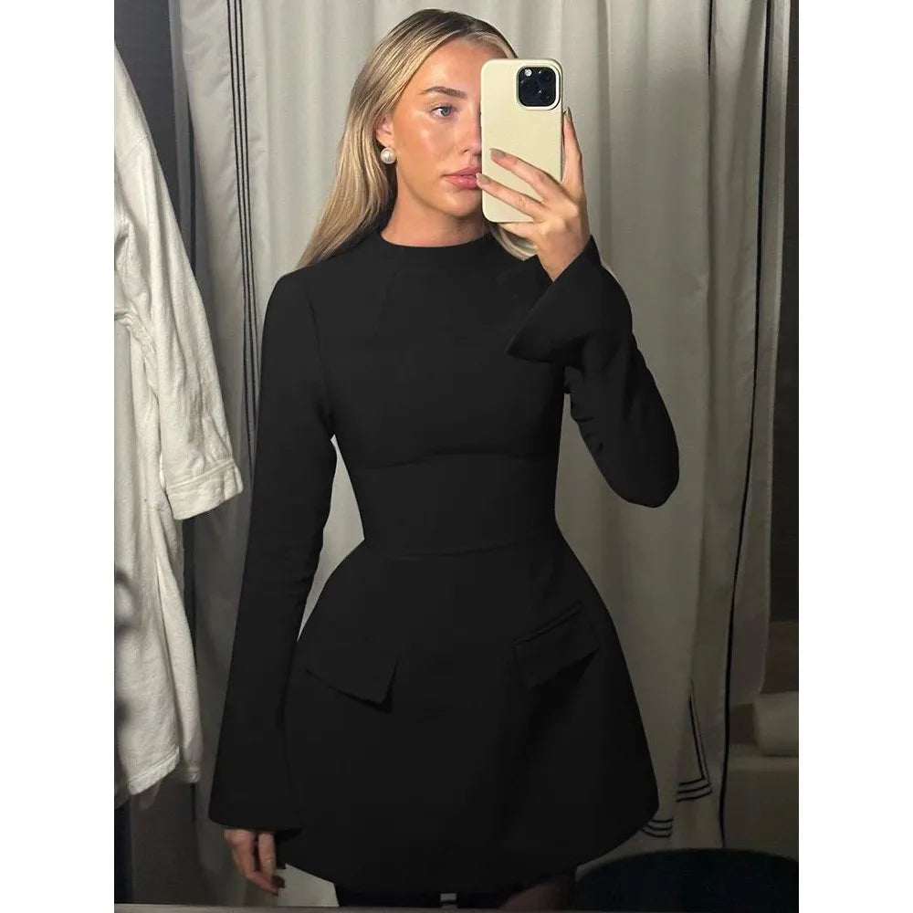 Waist-Cinched Midi Dress for Fall & Winter