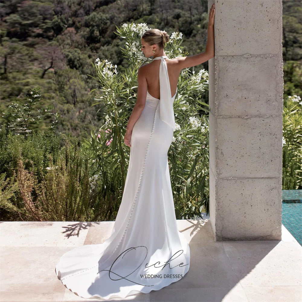 Halter Mermaid Wedding Dress, Open Back