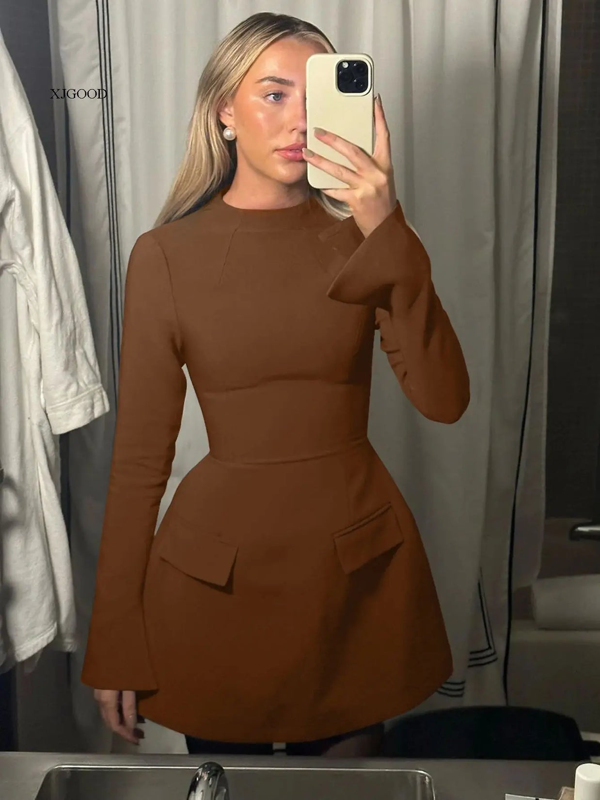 Waist-Cinched Midi Dress for Fall & Winter