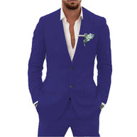 Men’s Casual Linen Slim-Fit Suit – 2-Piece Wedding Tuxedo