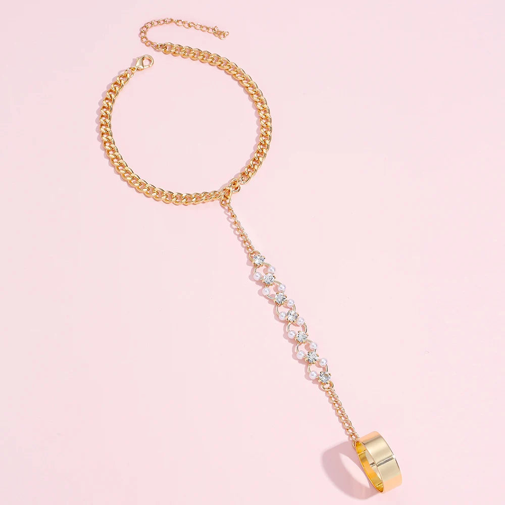 Shiny Chain-Linked Finger Ring Bracelet