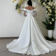 Romantic Lace Long Sleeve Off-Shoulder Bridal Gown