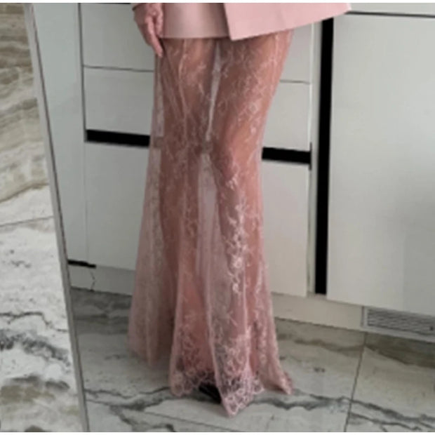 Elegant Sweetheart Sheer Ruffle Maxi Dress