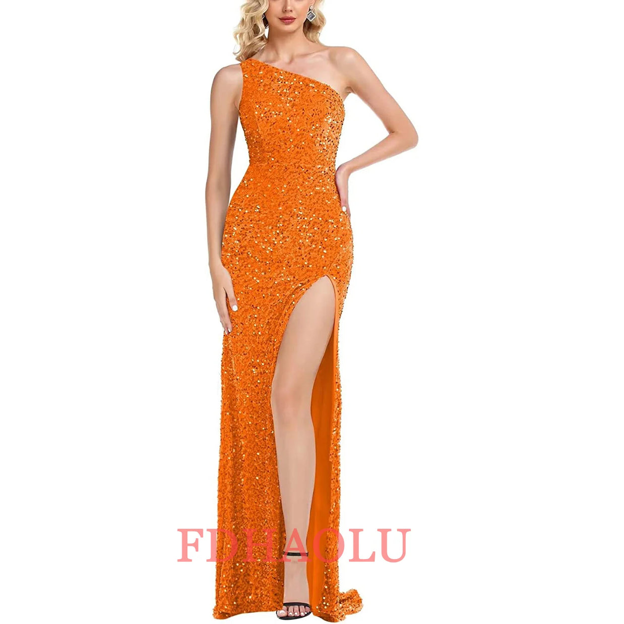 One-Shoulder Sleeveless Sweep Dresses