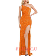 One-Shoulder Sleeveless Sweep Dresses