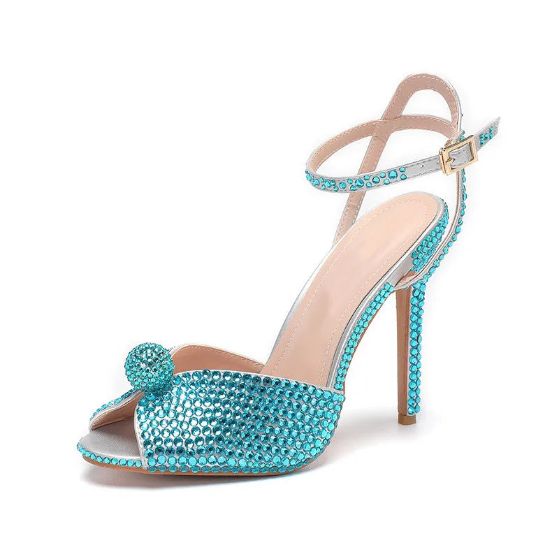 Summer Elegant High heels Crystal Wedding Banquet Bridal Shoes