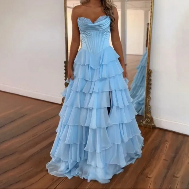 Line Slit Evening Gown Prom Dress