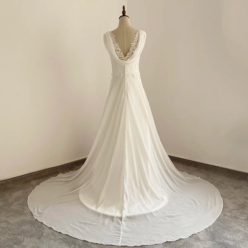 Sexy V-neck Court Train Backless Ball Gown