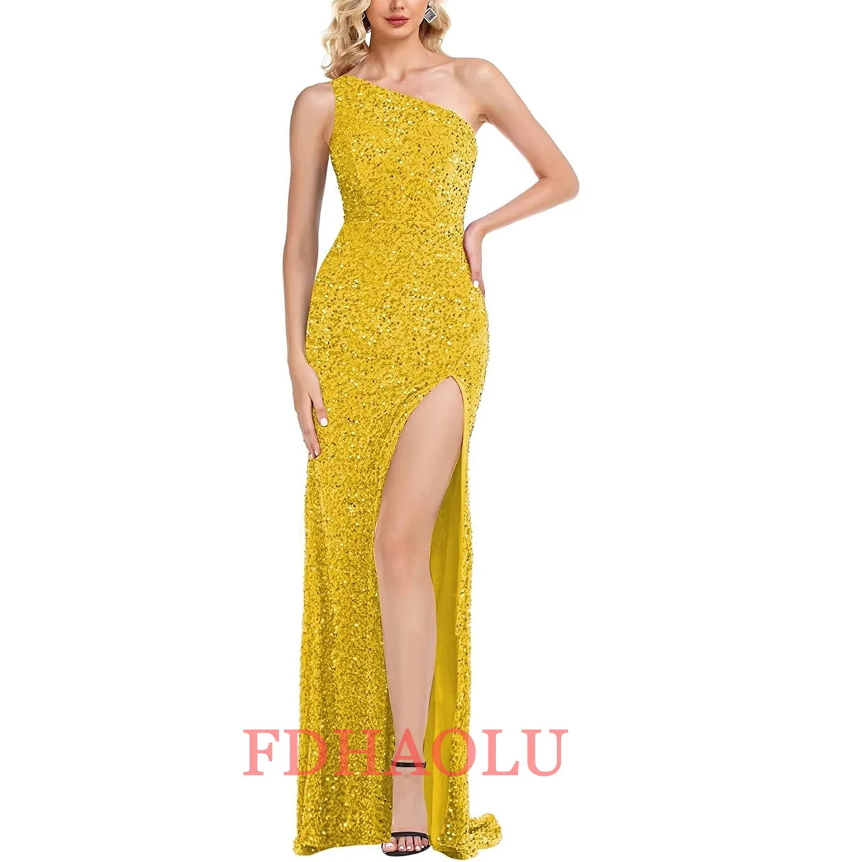 One-Shoulder Sleeveless Sweep Dresses