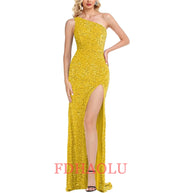 One-Shoulder Sleeveless Sweep Dresses