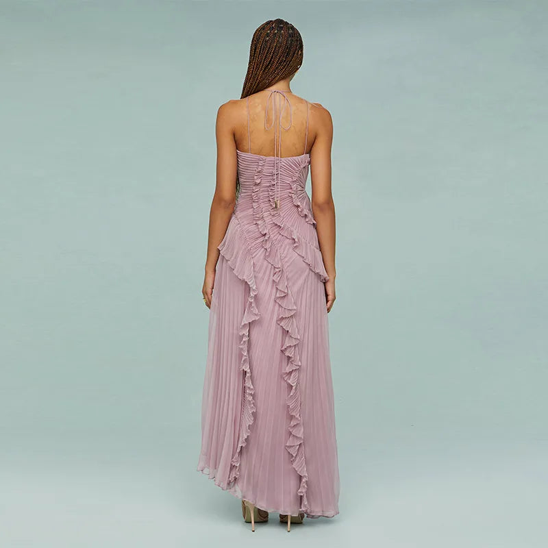 Elegant Lotus Edge Maxi Dress