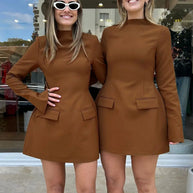Waist-Cinched Midi Dress for Fall & Winter