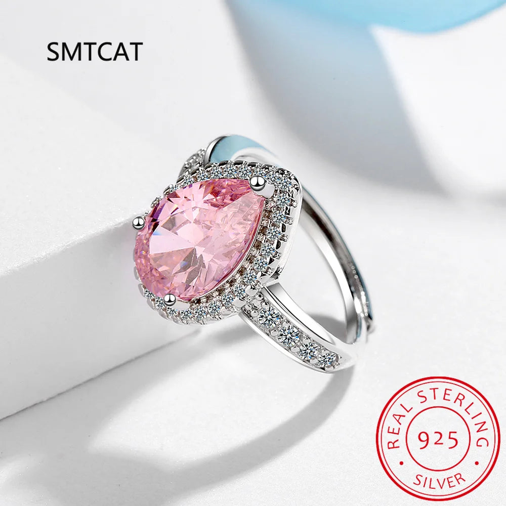 Halo Pear Moissanite Triple Row Pave Engagement Ring