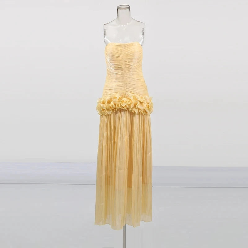 Solid Spliced Fungus Slimming Dresses for Women