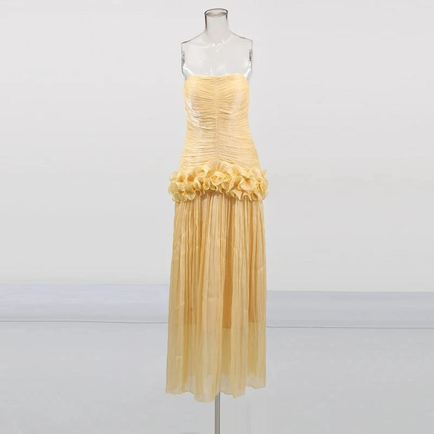 Solid Spliced Fungus Slimming Dresses for Women