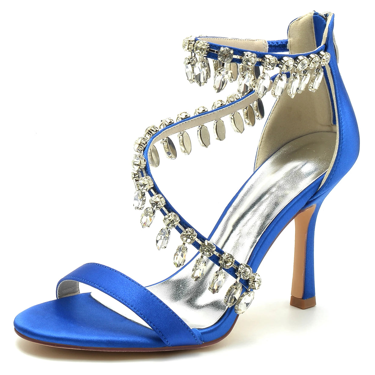 Open Toe Ankle Strap Women's Wedding Shoes With Rhinestone Tassel