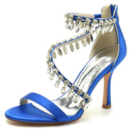 Open Toe Ankle Strap Women's Wedding Shoes With Rhinestone Tassel