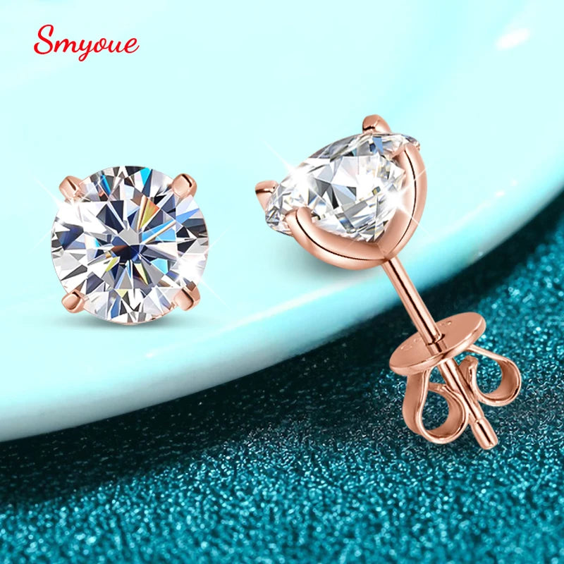 Rose Gold Color Moissanite Stud Earrings for Women