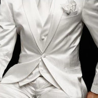 Men’s 3-Piece White Satin Wedding Suit