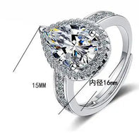 Halo Pear Moissanite Triple Row Pave Engagement Ring