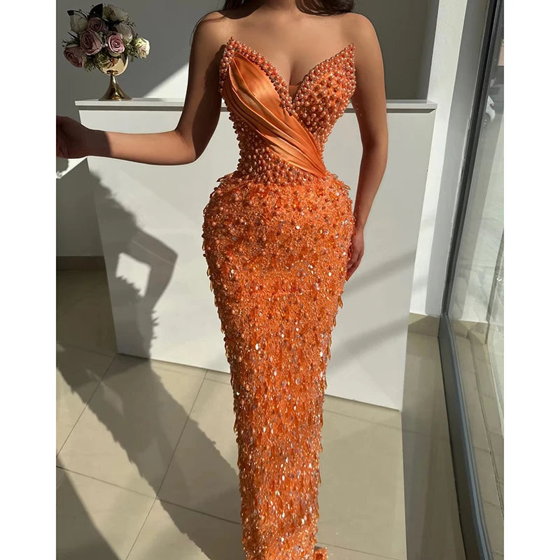 Glam Mermaid Strapless Prom Dress