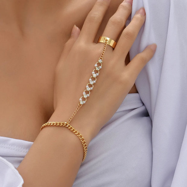 Shiny Chain-Linked Finger Ring Bracelet