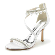 Open Toe Ankle Strap Women's Wedding Shoes With Rhinestone Tassel