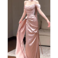 Pink One-Shoulder Evening Gown