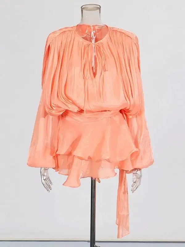 Solid Blouse Mini Dresses For Women