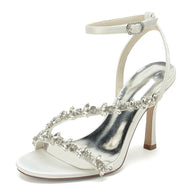 Open Toe Ankle Strap Women's Wedding Shoes With Rhinestone Tassel