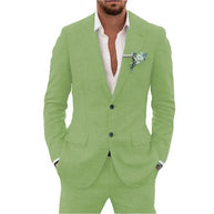 Men’s Casual Linen Slim-Fit Suit – 2-Piece Wedding Tuxedo