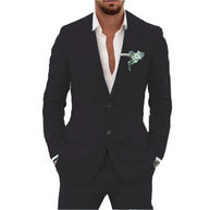 Men’s Casual Linen Slim-Fit Suit – 2-Piece Wedding Tuxedo