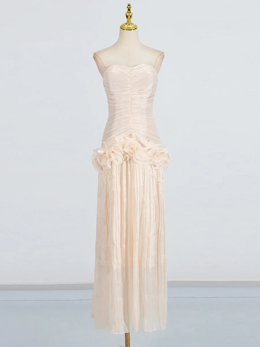 Solid Spliced Fungus Slimming Dresses for Women