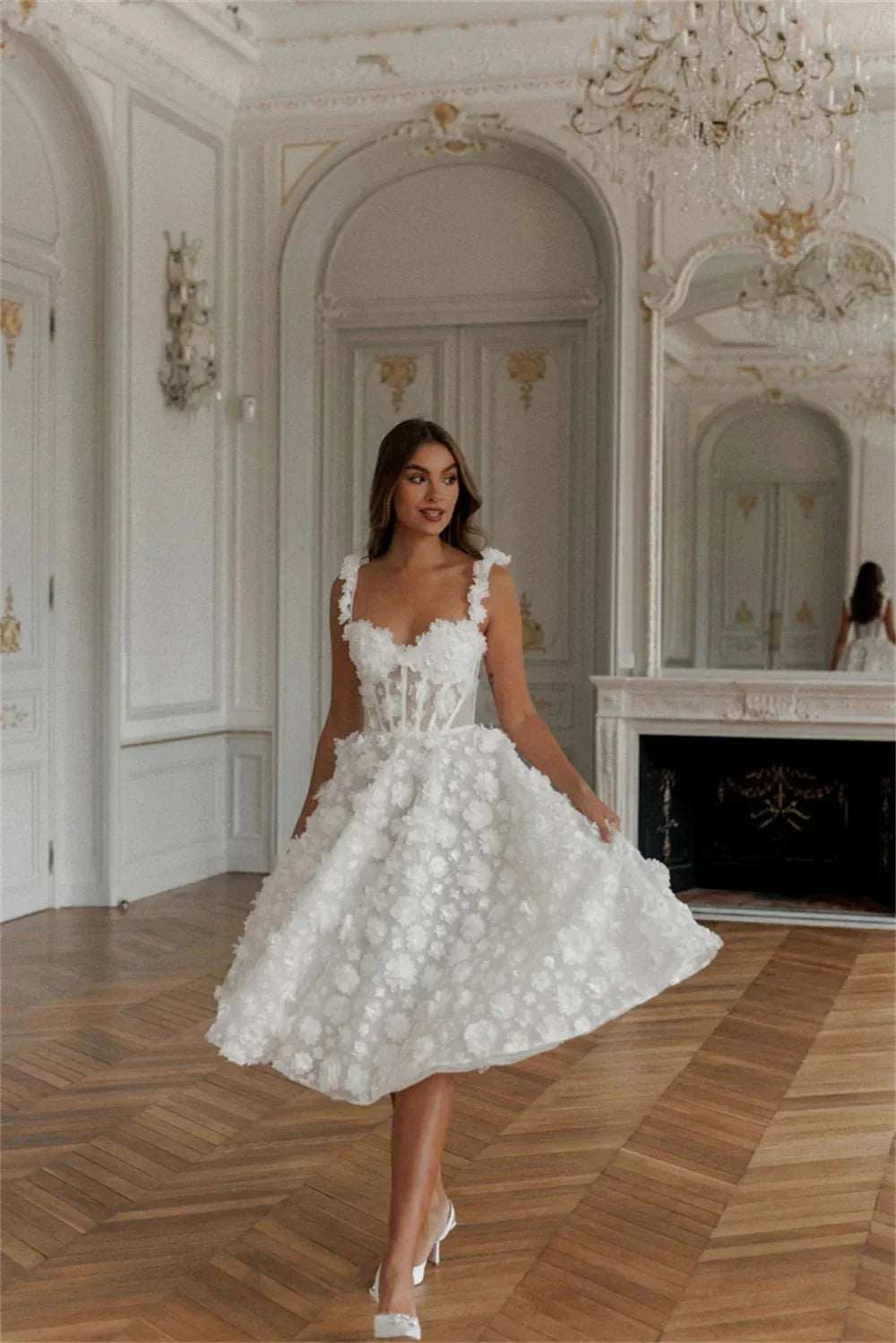 Woman Knee Length Corset Prom Dress