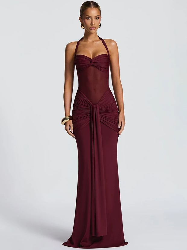 Off-shoulder Sleeveless Ruched Draped Bodycon Club Party Dress