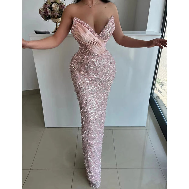Glam Mermaid Strapless Prom Dress