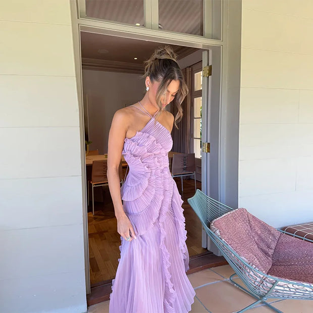 Elegant Lotus Edge Maxi Dress