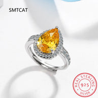 Halo Pear Moissanite Triple Row Pave Engagement Ring