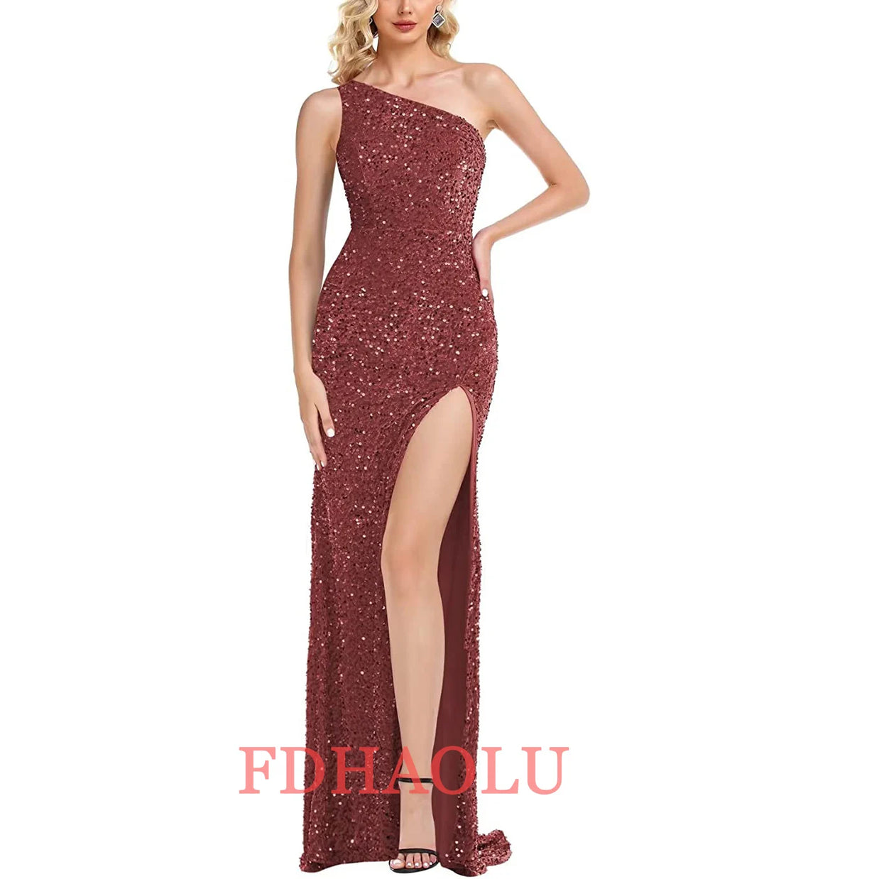 One-Shoulder Sleeveless Sweep Dresses