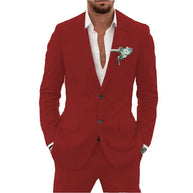 Men’s Casual Linen Slim-Fit Suit – 2-Piece Wedding Tuxedo