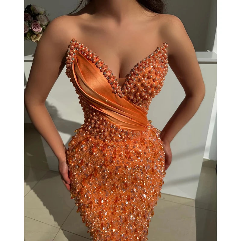 Glam Mermaid Strapless Prom Dress