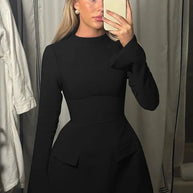 Waist-Cinched Midi Dress for Fall & Winter