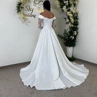 Romantic Lace Long Sleeve Off-Shoulder Bridal Gown