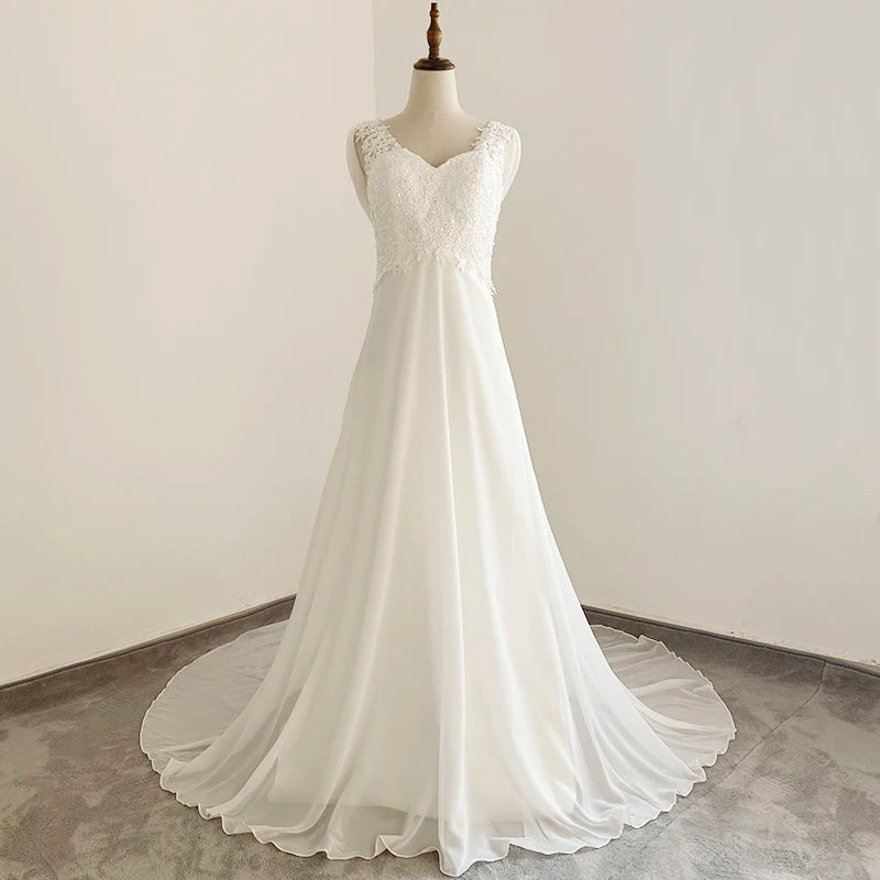 Sexy V-neck Court Train Backless Ball Gown