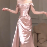 Pink One-Shoulder Evening Gown