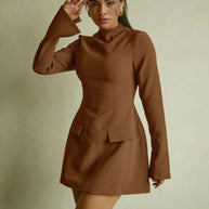Waist-Cinched Midi Dress for Fall & Winter