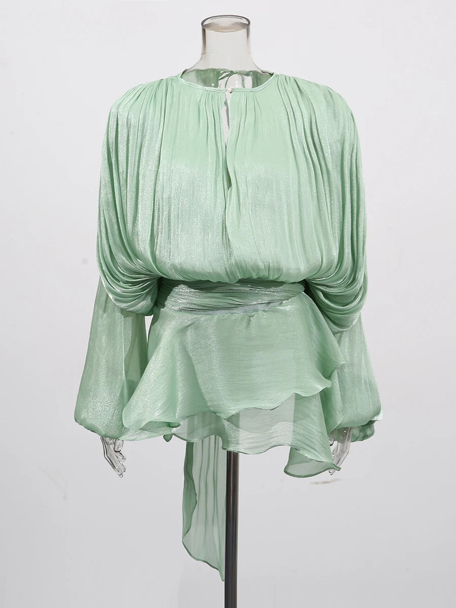 Solid Blouse Mini Dresses For Women