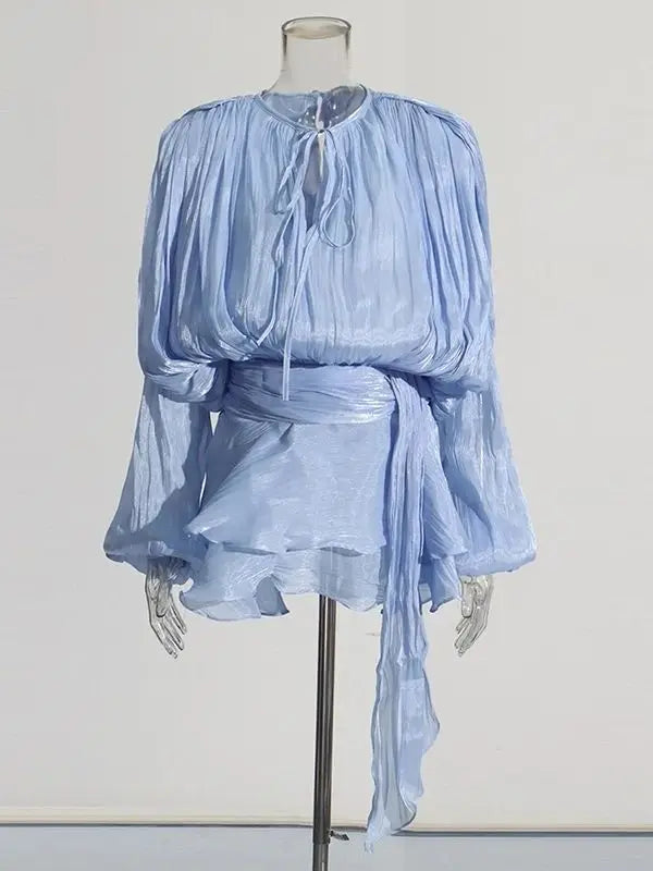Solid Blouse Mini Dresses For Women