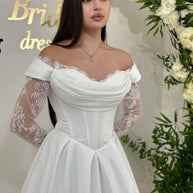 Romantic Lace Long Sleeve Off-Shoulder Bridal Gown