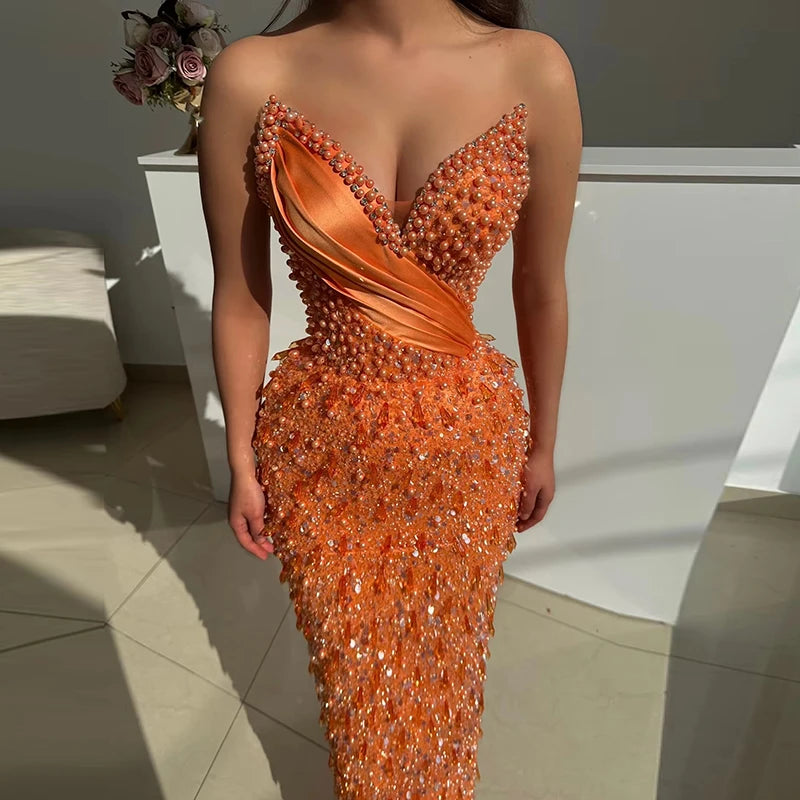 Glam Mermaid Strapless Prom Dress